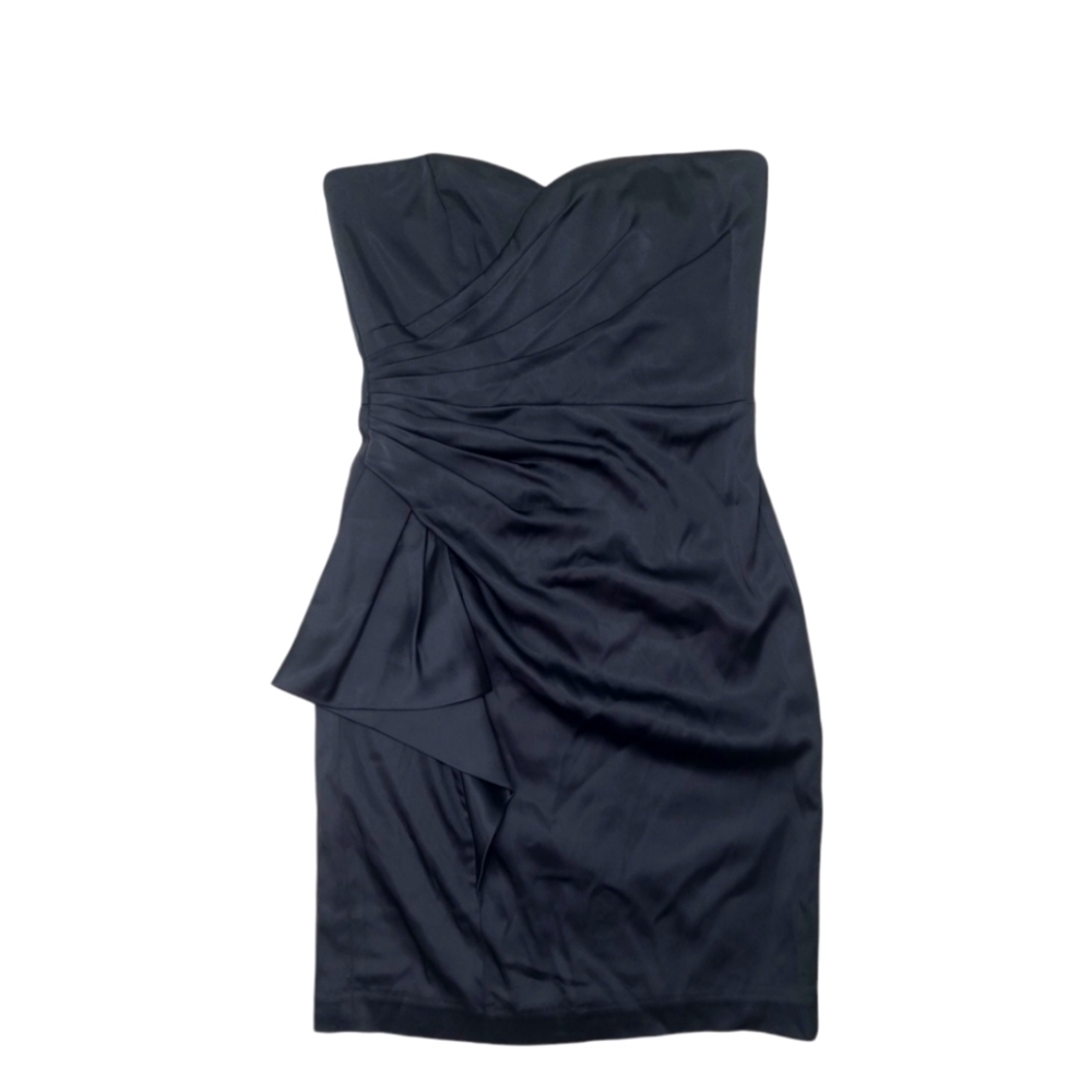 White House Black Market Satin Strapless Cocktail Black Dress Size 4